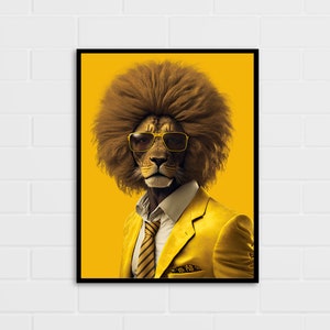 Cooler Löwe Kunstdruck | Löwe Wandkunst | Tierliebhaber Geschenk | Mehrere Größen