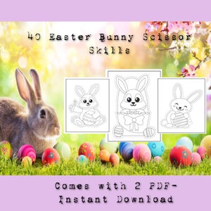 Easter coloring/scissor skill pages
