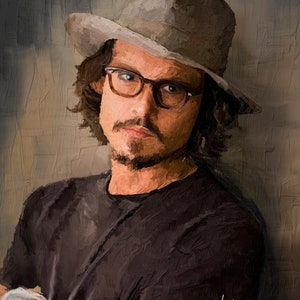 Johnny Depp fan art, team Johnny Depp, Support Johnny Depp, JD digital portrait, JD digital oil painting, Johnny Depp.