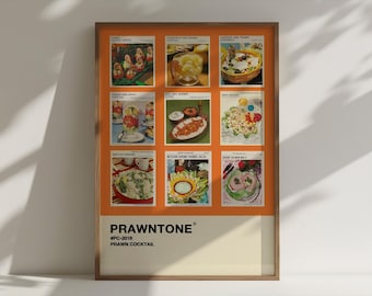 Prawntone Print | Retro Prawn Cocktail Recipe Cards Poster