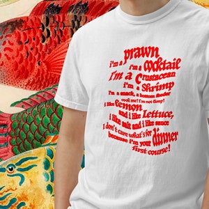 Garnelen-Cocktail-Gedicht-T-Shirt - verzerrter Text 100% BAUMWOLLE