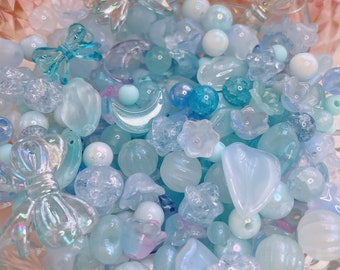 Blue Bead Soup - Coquette Bead Soup - DIY bead jewelry making - Fairycore Bead Soup - angelcore bead soup - Y2K Bead soup - bead mix