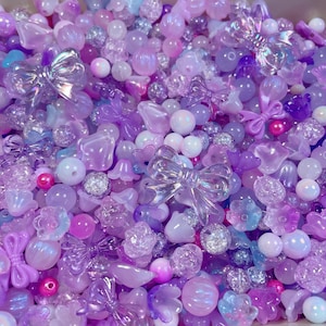 Purple Bead Soup - Plastic Glass Beads - Coquette Bead Soup - DIY bead jewelry making - Fairycore Bead Soup - angelcore bead soup - bead mix