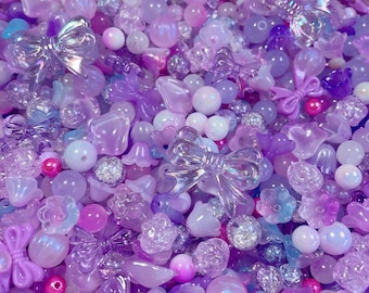 Purple Bead Soup Mix: Plastic Glass Beads, DIY Jewelry Making