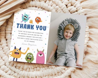 Monster Birthday Thank You Card, Little Monster Thank You Note