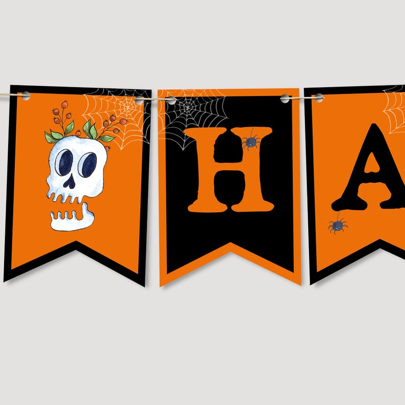 Editable Halloween Happy Birthday Banner, Halloween Party Bunting ...