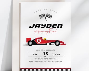 Race Car Birthday Invitation, Any Age Racing Car Invite, Race on over, Boy Birthday, Instant Download, Editable/Printable template, #H044