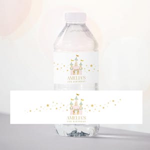 Princess Birthday Water Bottle Label, Magical Party Label, Girl Birthday Decoration, Instant Download, Editable/Printable Template, #H045