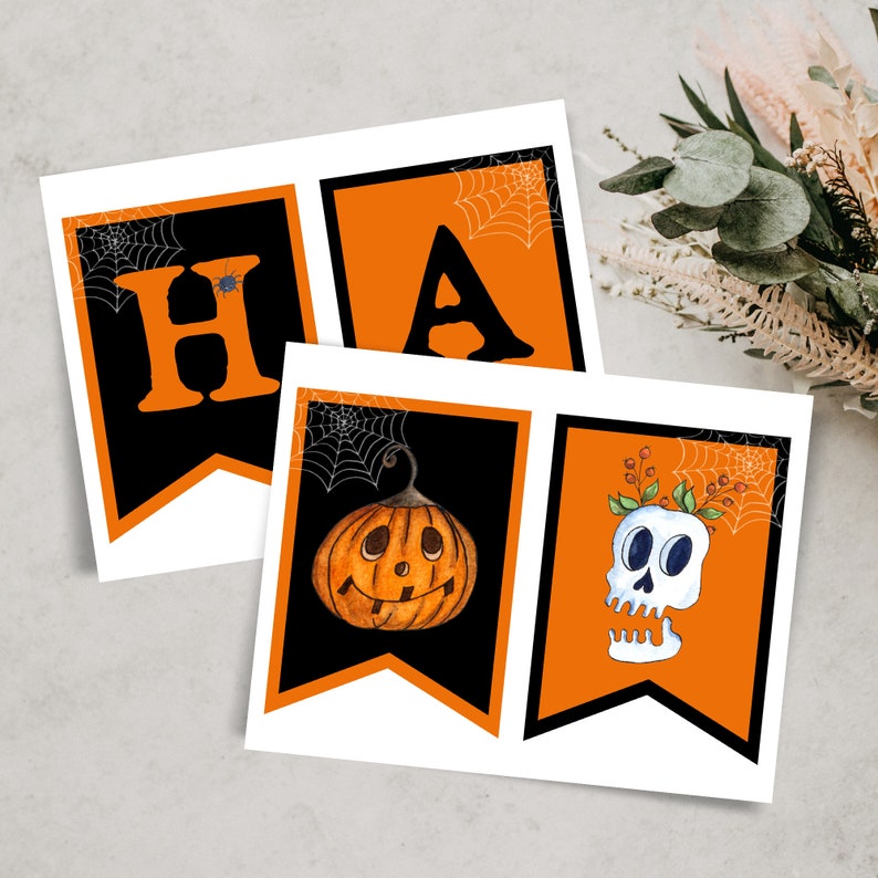Editable Halloween Happy Birthday Banner, Halloween Party Bunting ...