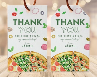 Etiquetas para lembrancinhas de pizza, etiquetas para presente de aniversário para fazer pizza, decoração de aniversário infantil, 2x3,5, download instantâneo, modelo editável/imprimível, #H060