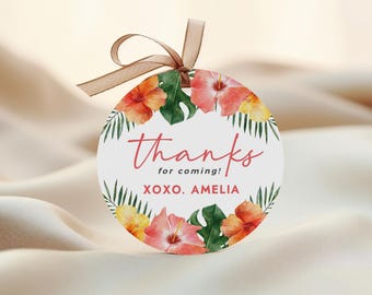 50 Etichette Ringraziamento Tema Tropicale Hawaiano – Fenicottero, Aloha Per Bomboniere E Regali