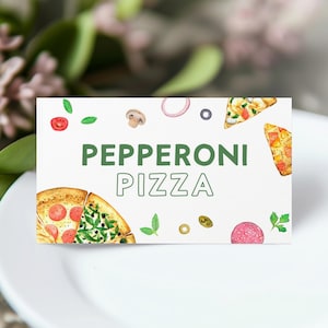 Pizza Party Gefaltetes Lebensmittel Etikett, Pizza Geburtstagskarte, Kinder Pizza Geburtstag, Sofortiger Download, druckbare / bearbeitbare Vorlage, #H060