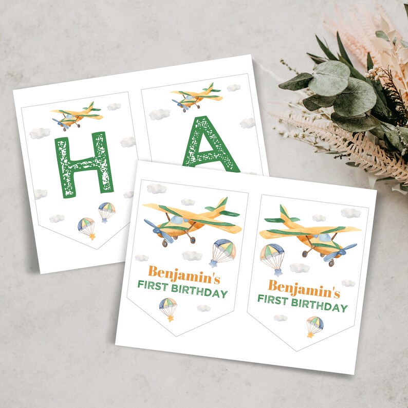 Editable Airplane Happy Birthday Banner Airplane Party - Etsy