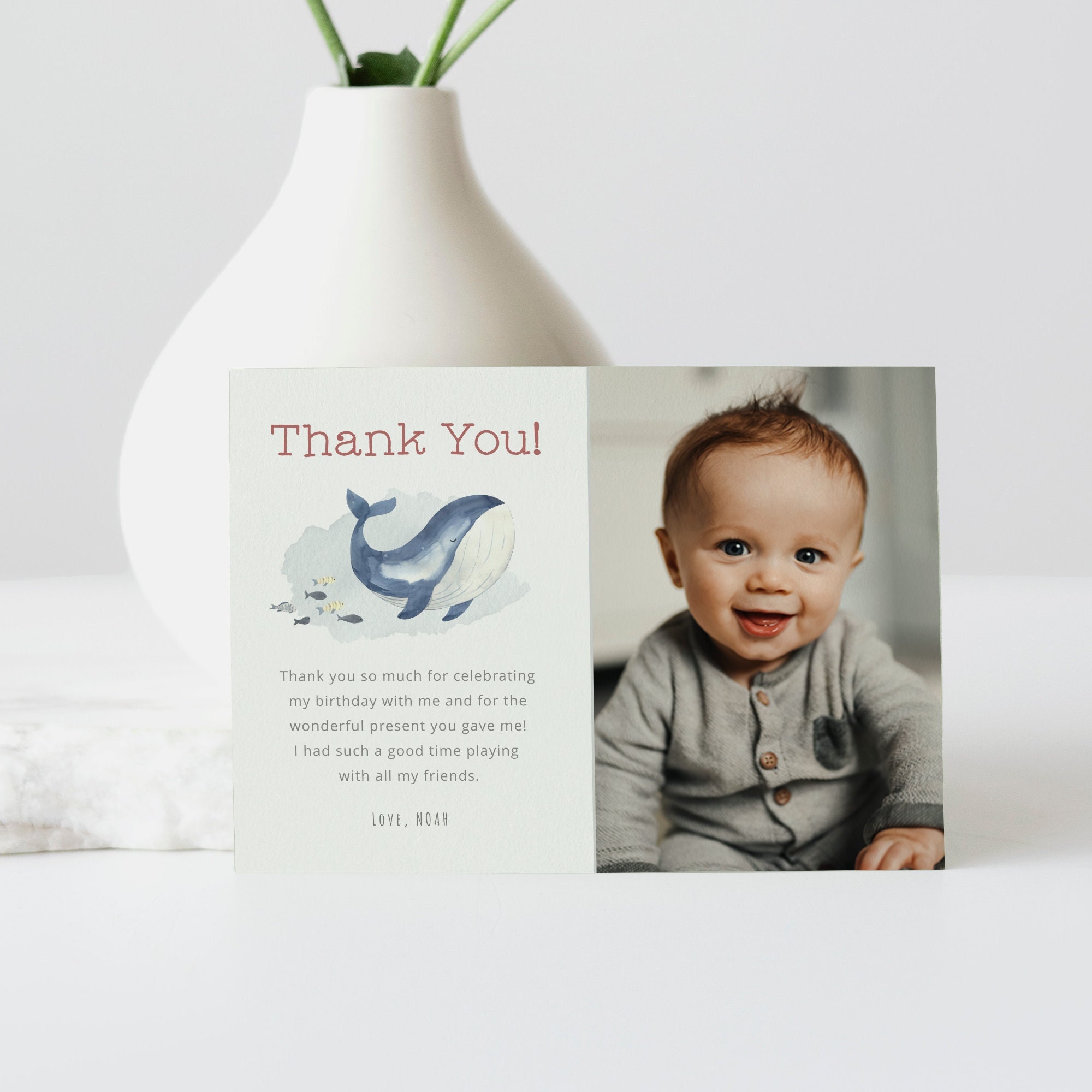 Preppy Whale Birthday Thank You Stickers - 40 Count, 2" Circle Labels, For Party Favors, Goodie Bags & Cards