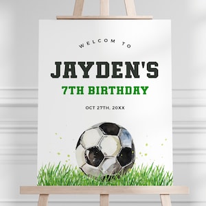 Soccer Birthday Party Welcome Sign, Sports Theme Party Welcome Board, Boy Birthday, Instant Download, Editable/Printable template, #H047