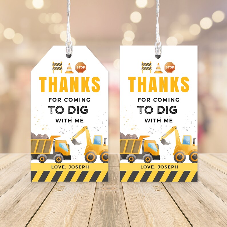 Editable Dirty 3rdy Birthday Favor Tags Construction Party Etsy