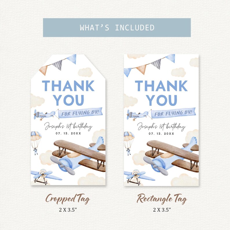 Flying Tag Text Airplane Birthday Favor Tags, Pilot Party Gift Tags, Airplane Birthday ...