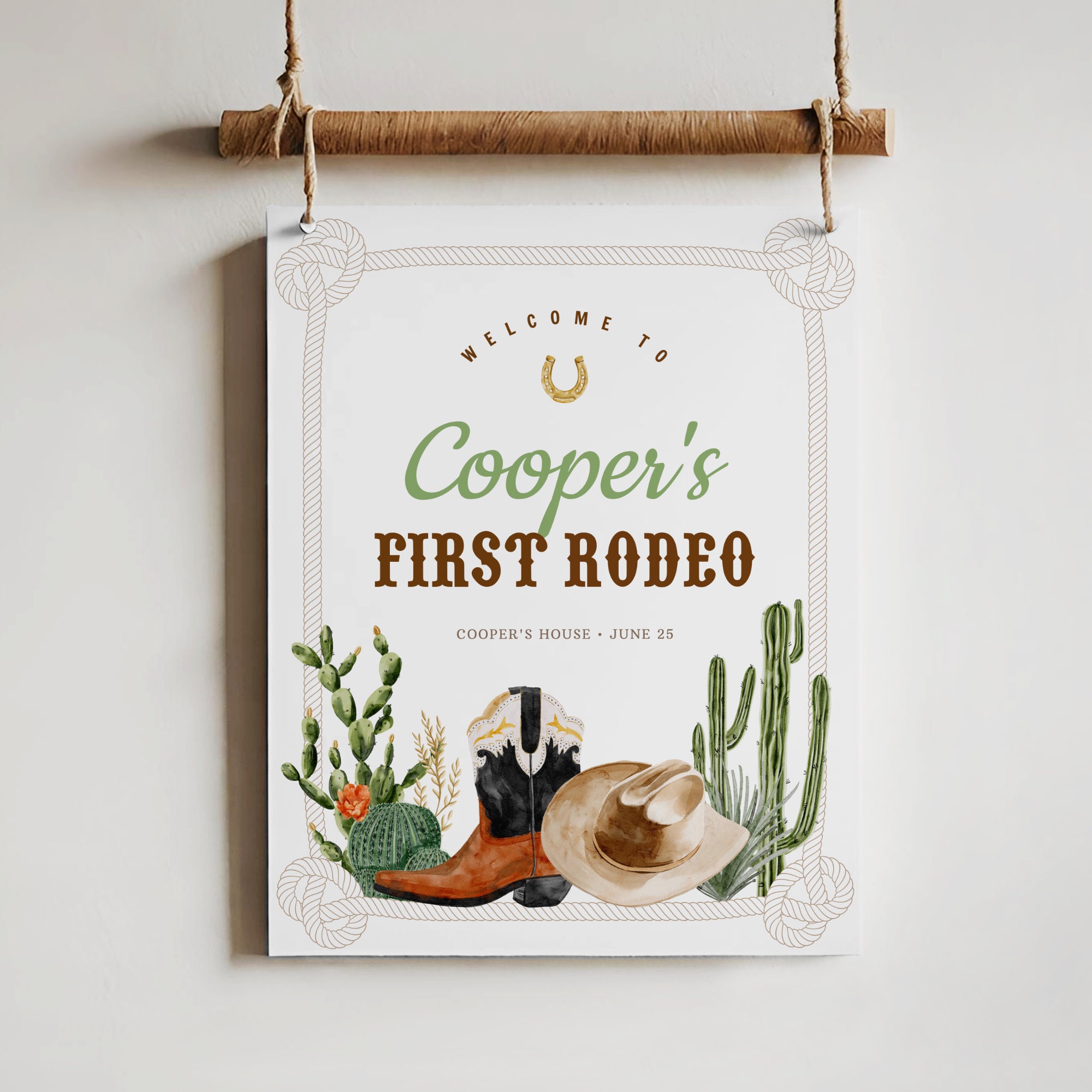 Editable My First Rodeo Birthday Welcome Sign, Cowboy Party Welcome ...