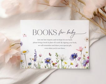 Libros para baby shower Baby in Bloom para tarjetas de bebé: Fiesta floral en el jardín (Descarga instantánea, plantilla editable/imprimible) #S074