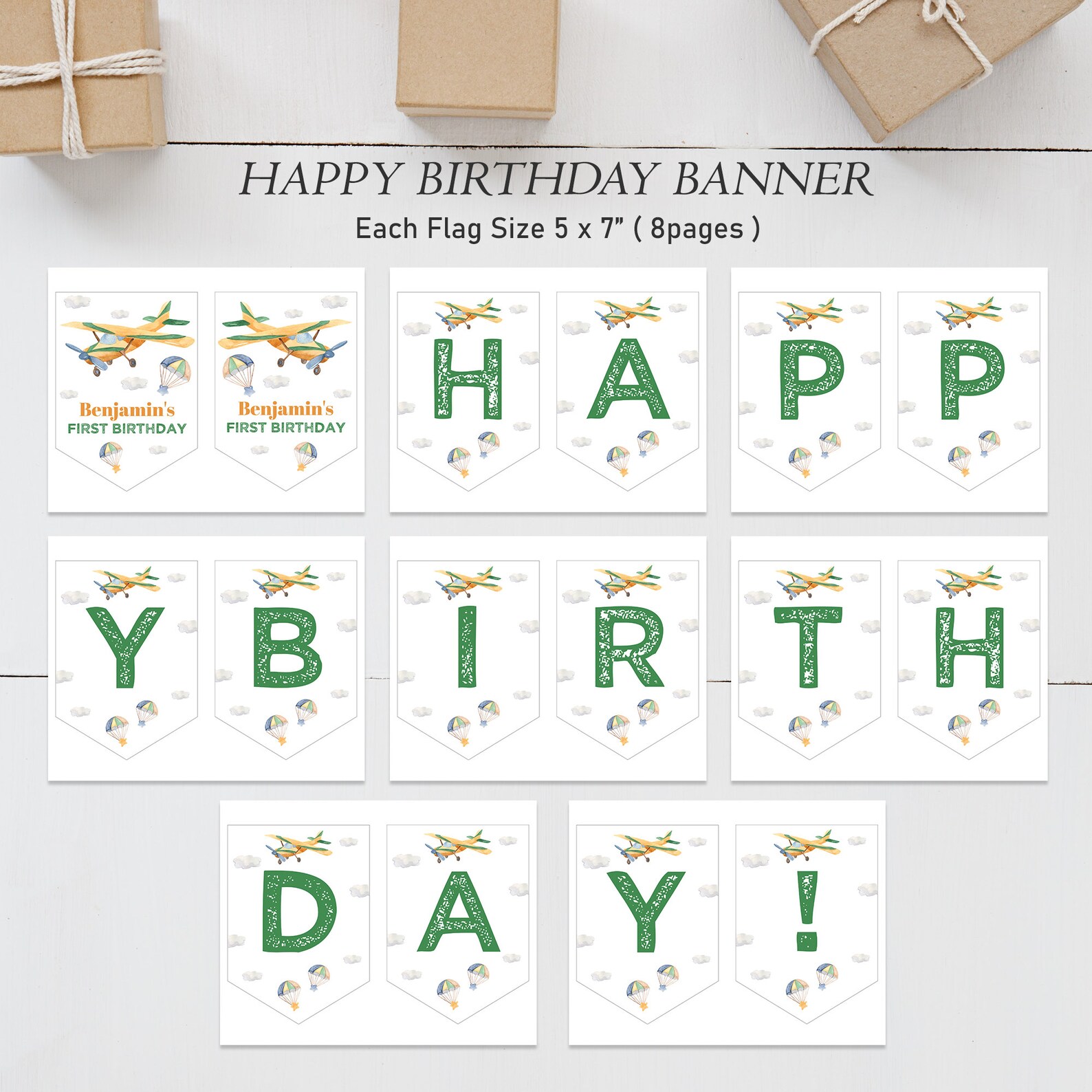 Editable Airplane Happy Birthday Banner Airplane Party - Etsy