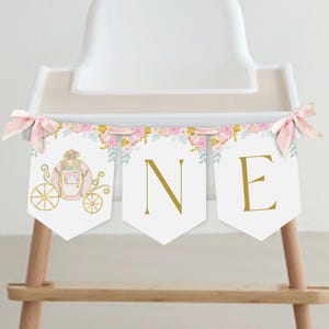 Princess Birthday ONE High Chair Banner, Magical Party Bunting Banner, Girl Birthday, Instant Download, Editable/Printable template, #H045