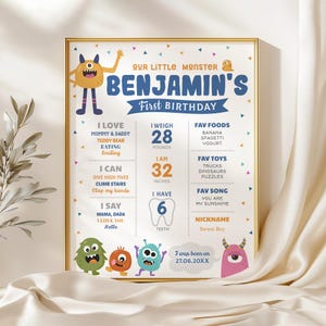 Cartello traguardo compleanno mostro, poster traguardo festa piccolo mostro, compleanno bambino, download immediato, modello modificabile/stampabile, #H017