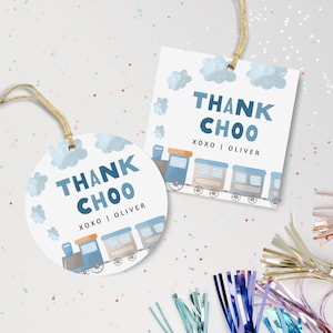 Editable Train Birthday Favor Tags, Choo Choo Train Gift Tags, Boy Birthday Decoration, 2x2, Instant Download, Printable template, #H028