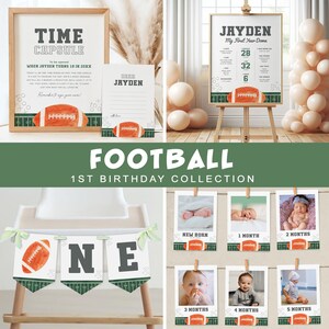 Pacote de 1º aniversário de futebol, coleção de festa de primeiro ano, decoração de 1º aniversário de menino, download instantâneo, modelo editável/imprimível, #H052