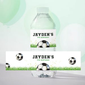 Soccer Birthday Water Bottle Label, Sports Theme Party Water Bottle Wrap, Boy Birthday, Instant Download, Editable/Printable Template, #H047
