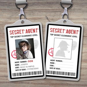 ID d'agent secret espion modifiable : badge vertical (modèle imprimable, téléchargement immédiat) #H039