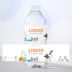 Science Birthday Water Bottle Label, Mad Scientist Party Water Bottle ...