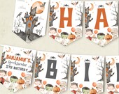 Halloween Happy Birthday Banner, Spooky Party bunting banner, Boy Halloween Birthday, Instant Download, Editable/Printable template, #H042