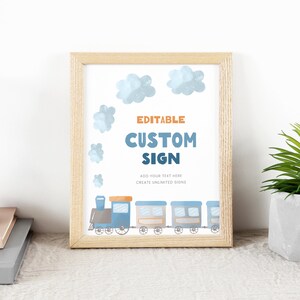 Editable Train Birthday Custom Sign, Choo Choo Train Party Table Sign, Boy Birthday Decoration, Instant Download, Printable template, #H028