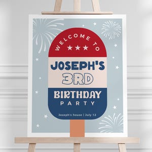 Editable Popsicle Birthday Welcome Sign, Vintage Popsicle Party Welcome Board, Summer Birthday, Instant Download, Printable template, #H056