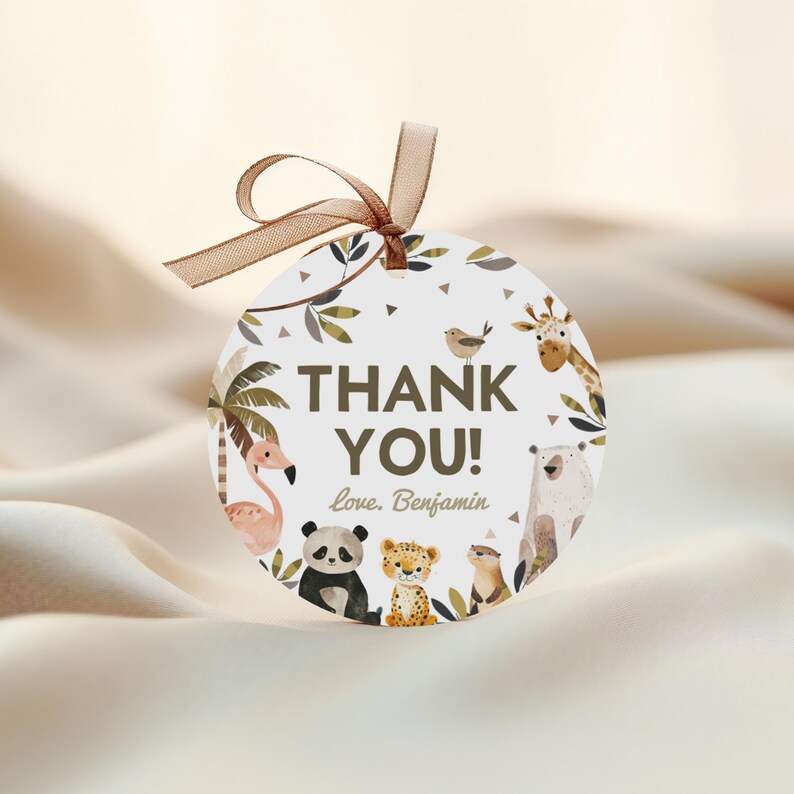 Safari Animals Birthday Favor Tags, Wild One Party Gift Tags, Boy