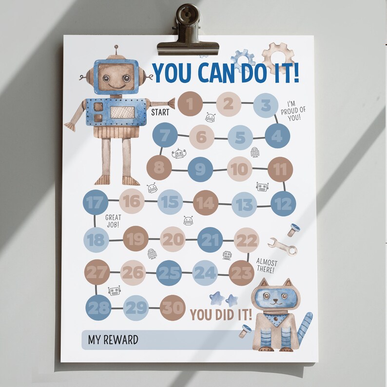 Printable Robot Reward Chart Robot Behavior Chart for Kids - Etsy