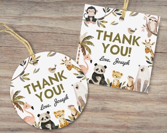Safari Birthday Favor Tags : Editable/Printable template (Instant Download) #H072
