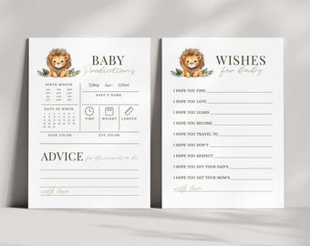 Minimalist Lion Baby Shower Baby Predictions, Advice & Wishes for Baby Cards (Instant Download, Editable/Printable template) #S026