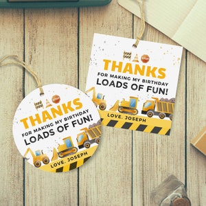 Modifiable Dirty 3rdy Birthday Favor Tags, Construction Party Merci Notes, Gift Tags, 2x2, Téléchargement instantané, Modèle imprimable, #H018