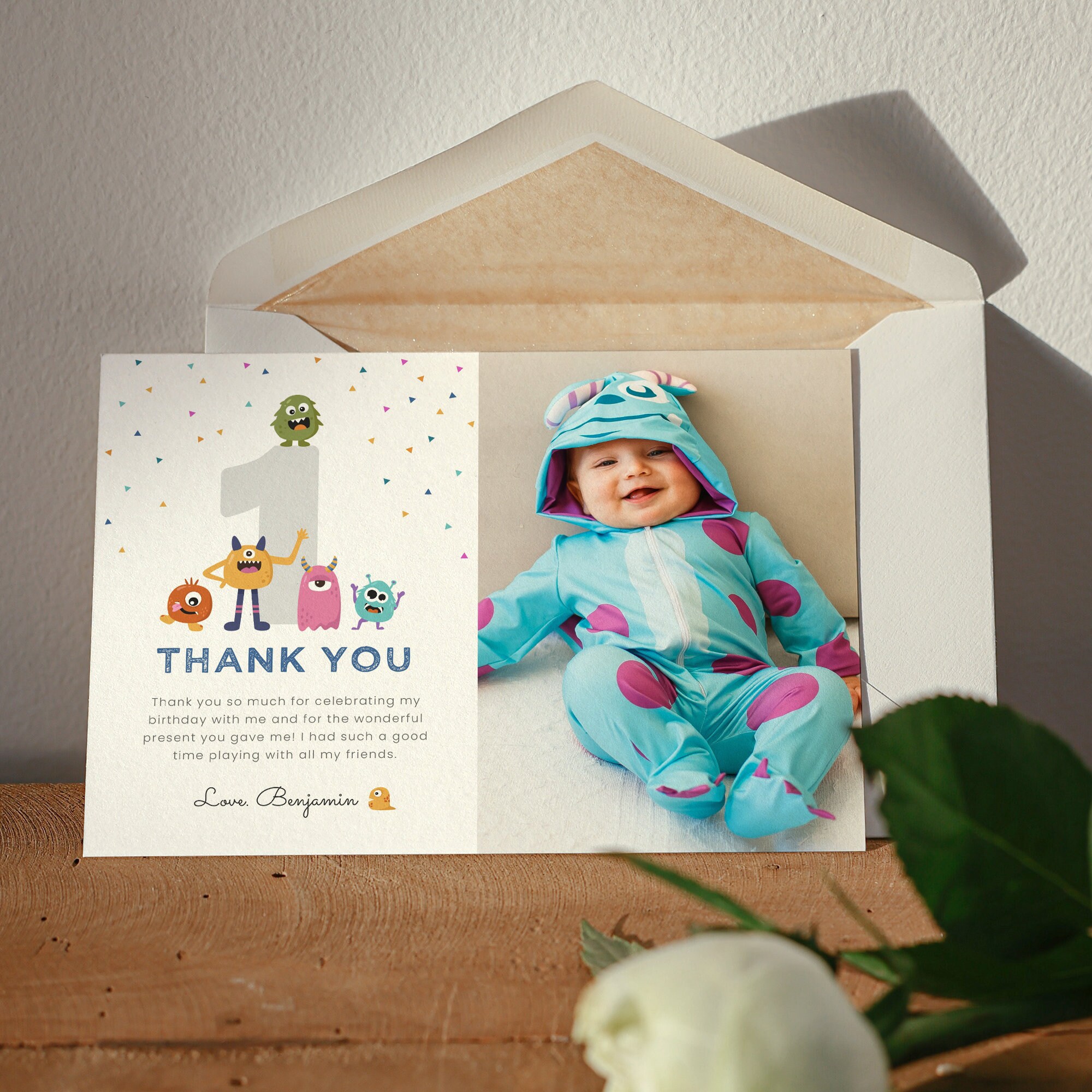 Editable Monster Birthday Thank You Card, Monster Thank You Note, Thank ...
