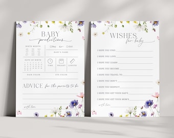 Tarjetas de felicitación para baby shower "Baby in Bloom" (descarga instantánea, plantilla editable/imprimible) #S074