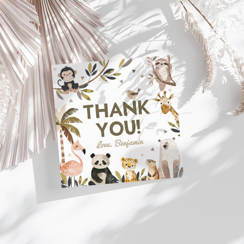 Safari Animals Birthday Favor Tags, Wild One Party Gift Tags, Boy