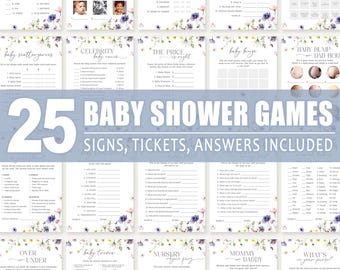 Juegos para baby shower "Baby in Bloom": Wildflower (Descarga instantánea, juegos editables/imprimibles) #S074