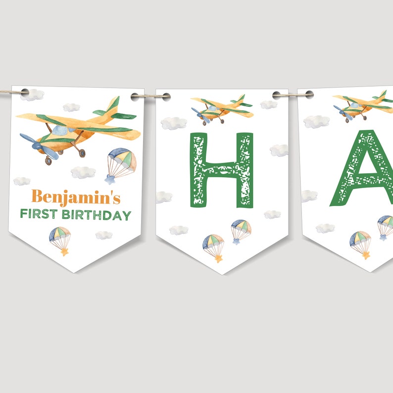 Editable Airplane Happy Birthday Banner Airplane Party - Etsy