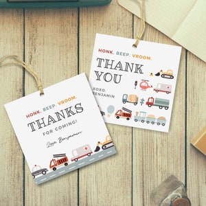 Bearbeitbare Transport-Geburtstags-Bevorzugungs-Tags, minimalistische Transport-Geschenk-Tags, 2x2, Sofortiger Download, druckbare Vorlage, #H025