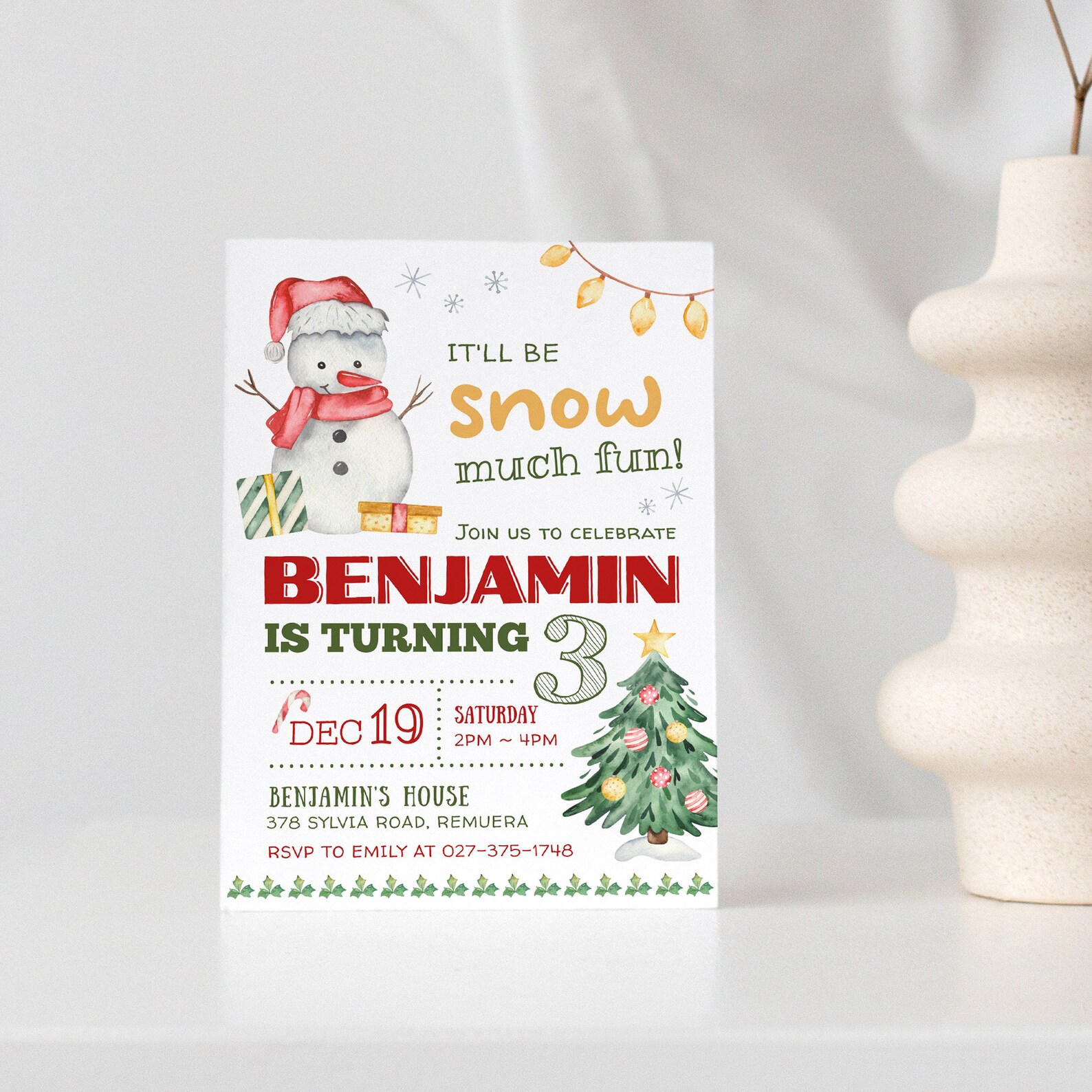 Editable Snowman Birthday Invitation Christmas Party - Etsy