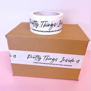 Pretty Things Inside Eco Friendly Packaging Tape // 50mx50mm // Paper Tape // Recyclable & Self Adhesive // Mailing // Postal Unique