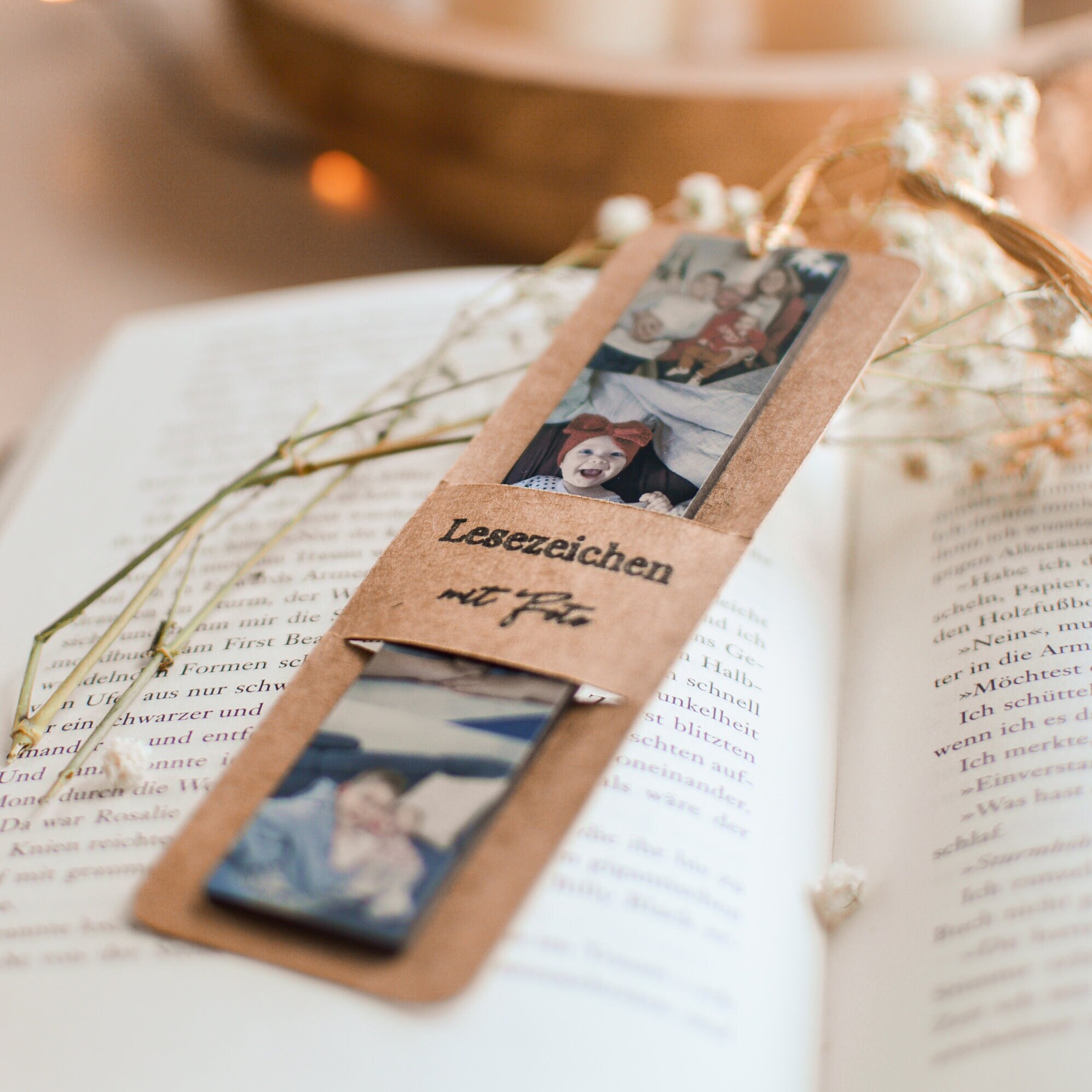 Personalisierbares Lesezeichen Mit Foto & Text – Doppelseitig Mit Quaste (15 X 3 Cm)