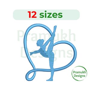Gymnast Girl Embroidery Design (2–7.5 inch) – Split Pose, Athletic, Gymnastics, Machine Embroidery, Instant Download Digital File