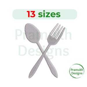 Fork and Spoon Embroidery Design. Mini Cutlery Design. Cutlery Silhouette. Kitchen embroidery. Silverware Design. Machine embroidery Design.